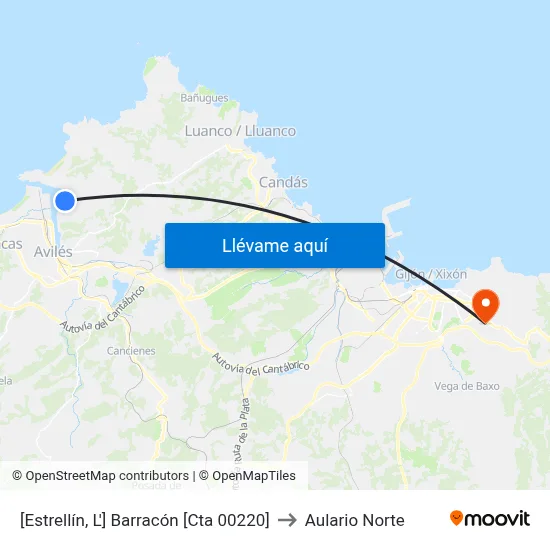 [Estrellín, L']  Barracón [Cta 00220] to Aulario Norte map