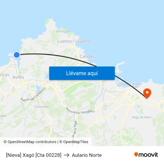 [Nieva]  Xagó [Cta 00228] to Aulario Norte map