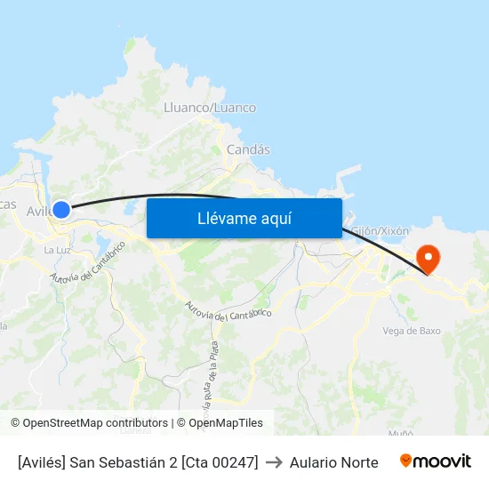 [Avilés]  San Sebastián 2 [Cta 00247] to Aulario Norte map