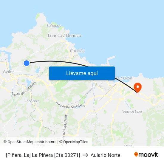 [Piñera, La]  La Piñera [Cta 00271] to Aulario Norte map