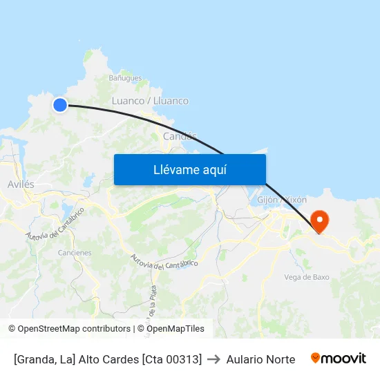 [Granda, La]  Alto Cardes [Cta 00313] to Aulario Norte map