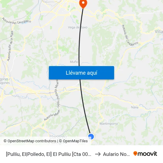 [Pullíu, El|Polledo, El]  El Pullíu [Cta 00356] to Aulario Norte map