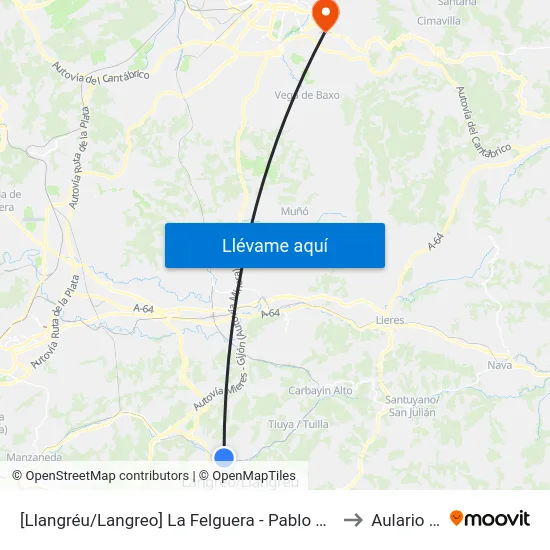 [Llangréu/Langreo]  La Felguera - Pablo Picasso [Cta 00413] to Aulario Norte map