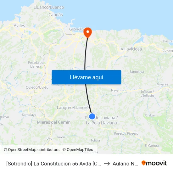 [Sotrondio]  La Constitución 56 Avda [Cta 00448] to Aulario Norte map