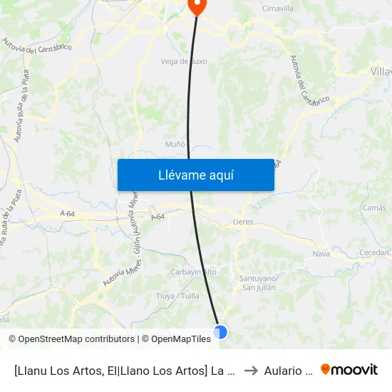 [Llanu Los Artos, El|Llano Los Artos]  La Huerta [Cta 00472] to Aulario Norte map