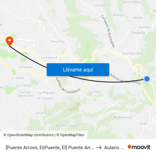 [Puente Arroes, El|Puente, El]  Puente Arroes [Cta 00513] to Aulario Norte map