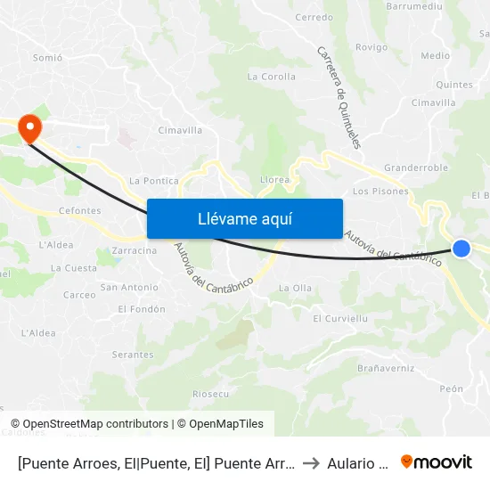 [Puente Arroes, El|Puente, El]  Puente Arroes [Cta 00514] to Aulario Norte map
