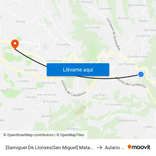 [Samiguel De Llonxes|San Miguel]  Mataobeya [Cta 00516] to Aulario Norte map