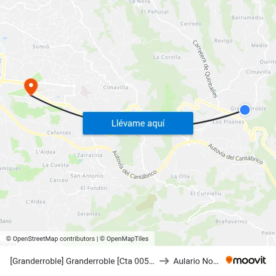[Granderroble]  Granderroble [Cta 00520] to Aulario Norte map