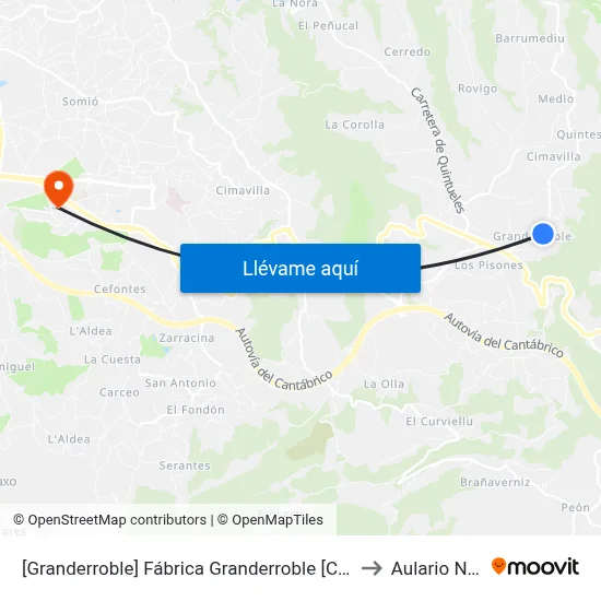 [Granderroble]  Fábrica Granderroble [Cta 00521] to Aulario Norte map