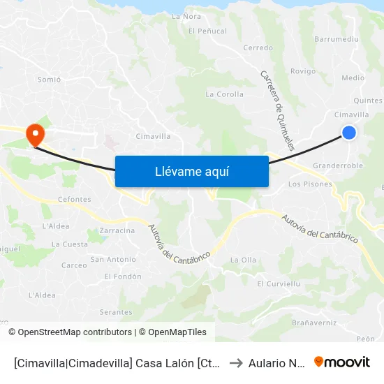[Cimavilla|Cimadevilla]  Casa Lalón [Cta 00525] to Aulario Norte map