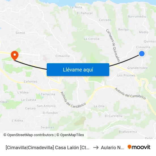 [Cimavilla|Cimadevilla]  Casa Lalón [Cta 00526] to Aulario Norte map
