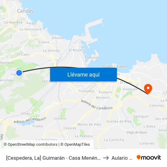 [Cespedera, La]  Guimarán - Casa Menéndez [Cta 00597] to Aulario Norte map