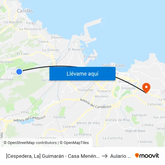 [Cespedera, La]  Guimarán - Casa Menéndez [Cta 00598] to Aulario Norte map