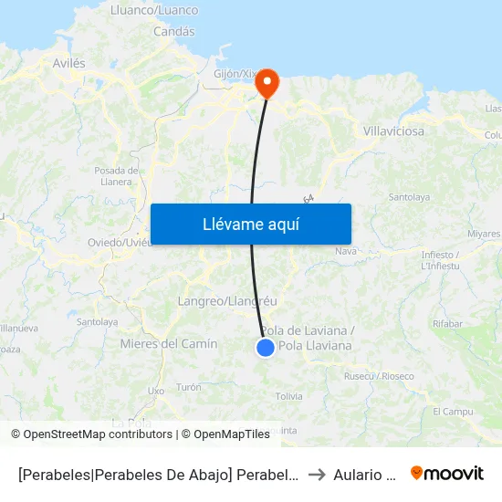 [Perabeles|Perabeles De Abajo]  Perabeles [Cta 00645] to Aulario Norte map