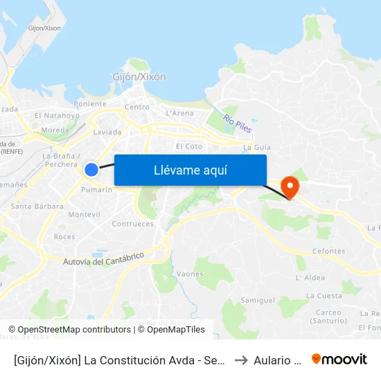 [Gijón/Xixón]  La Constitución Avda - Sedes [Cta 00782] to Aulario Norte map