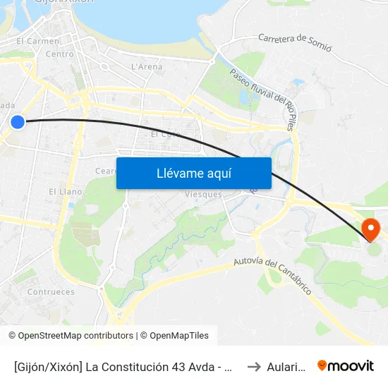[Gijón/Xixón]  La Constitución 43 Avda - Manuel Llaneza [Cta 00783] to Aulario Norte map