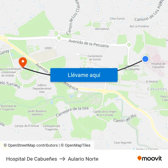 Hospital De Cabueñes to Aulario Norte map