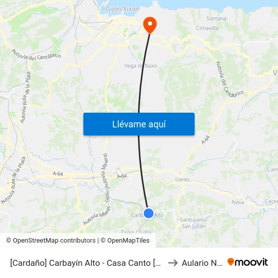 [Cardaño]  Carbayín Alto - Casa Canto [Cta 00846] to Aulario Norte map