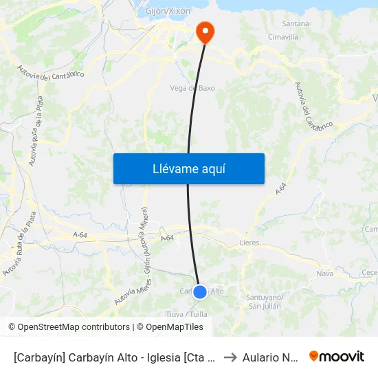 [Carbayín]  Carbayín Alto - Iglesia [Cta 00849] to Aulario Norte map