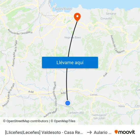 [Lliceñes|Leceñes]  Valdesoto - Casa Remigio [Cta 00939] to Aulario Norte map