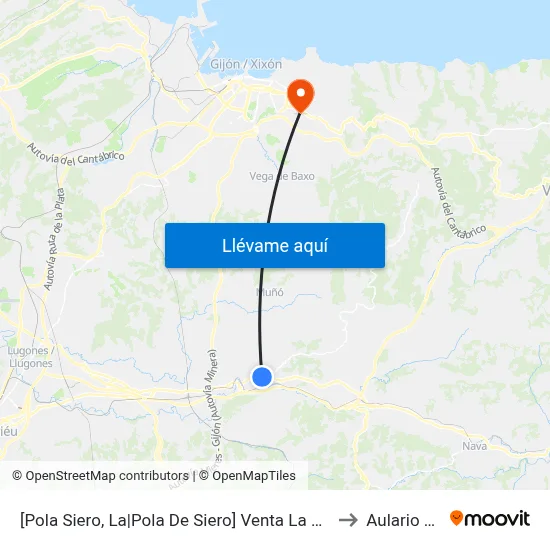 [Pola Siero, La|Pola De Siero]  Venta La Uña [Cta 00993] to Aulario Norte map