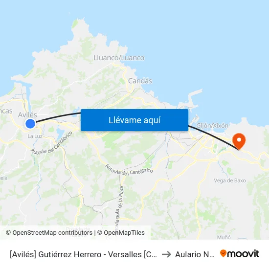 [Avilés]  Gutiérrez Herrero - Versalles [Cta 01031] to Aulario Norte map