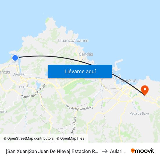 [San Xuan|San Juan De Nieva]  Estación Renfe San Juan [Cta 01054] to Aulario Norte map