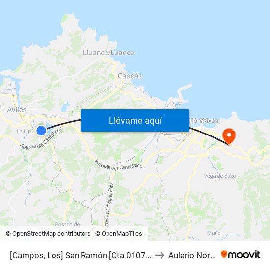 [Campos, Los]  San Ramón [Cta 01073] to Aulario Norte map