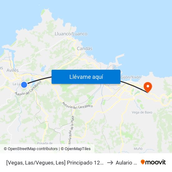 [Vegas, Las/Vegues, Les]  Principado 12 Avda [Cta 01080] to Aulario Norte map