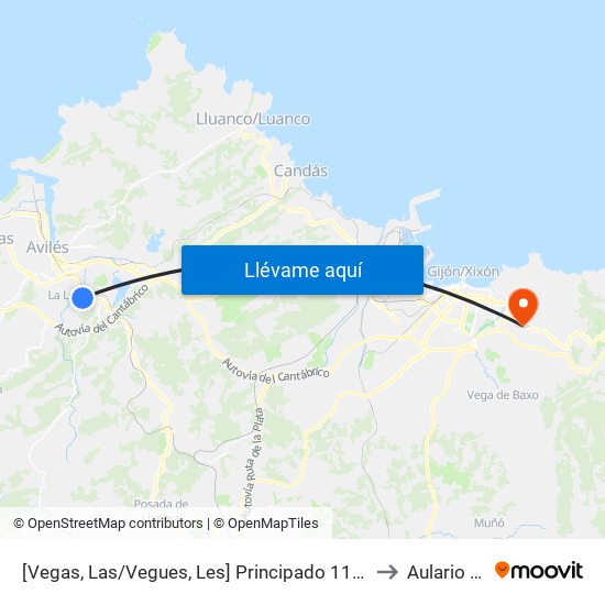 [Vegas, Las/Vegues, Les]  Principado 11 Avda [Cta 01081] to Aulario Norte map