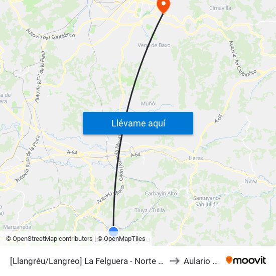 [Llangréu/Langreo]  La Felguera - Norte 52 [Cta 01156] to Aulario Norte map