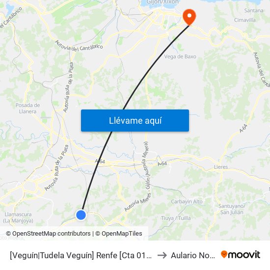 [Veguín|Tudela Veguín]  Renfe [Cta 01245] to Aulario Norte map