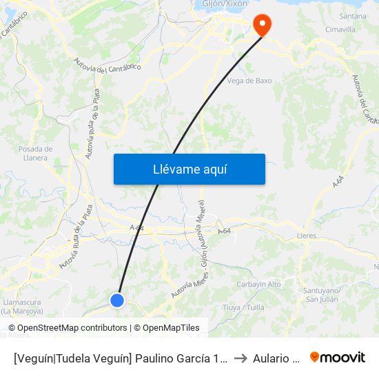 [Veguín|Tudela Veguín]  Paulino García 121 [Cta 01302] to Aulario Norte map