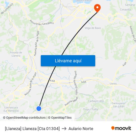 [Llaneza]  Llaneza [Cta 01304] to Aulario Norte map
