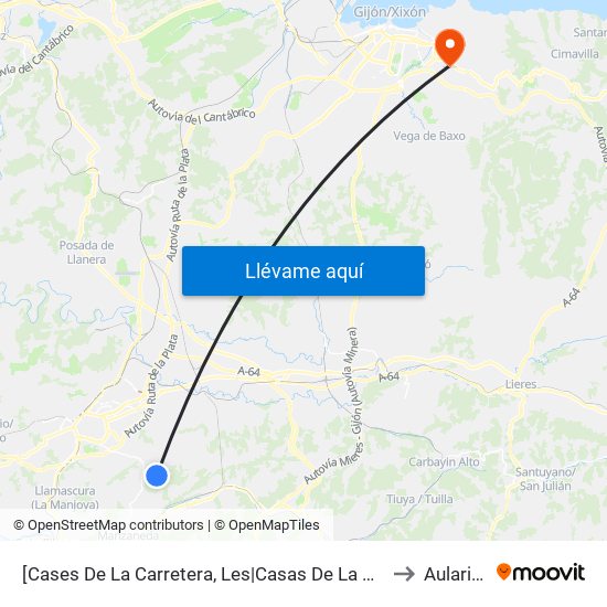 [Cases De La Carretera, Les|Casas De La Carretera]  Bendones 1 [Cta 01309] to Aulario Norte map