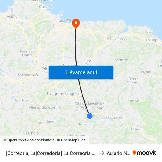 [Correoria, La|Corredoria]  La Correoria [Cta 01316] to Aulario Norte map