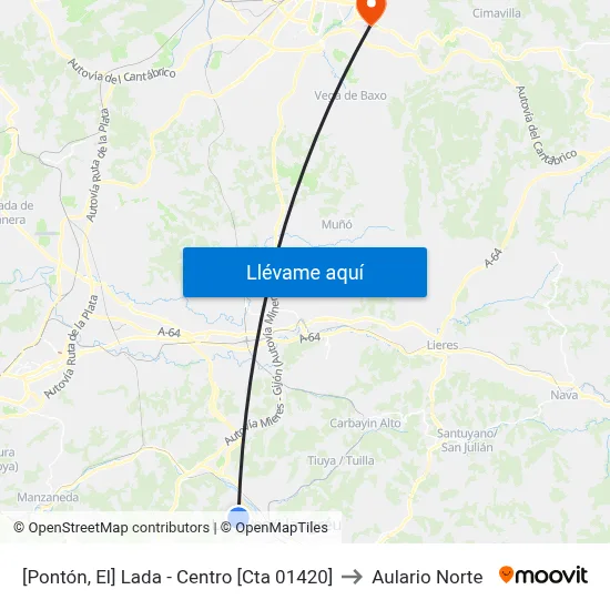 [Pontón, El]  Lada - Centro [Cta 01420] to Aulario Norte map
