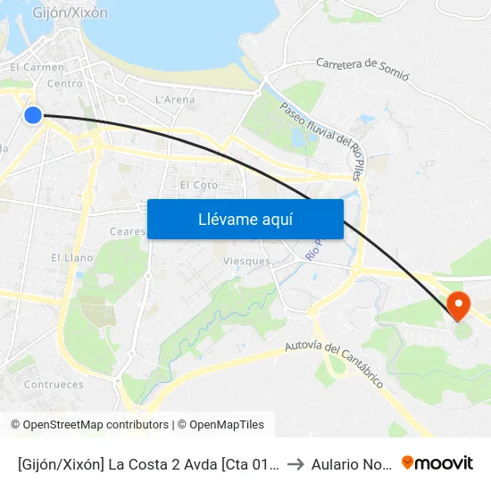 [Gijón/Xixón]  La Costa 2 Avda [Cta 01556] to Aulario Norte map