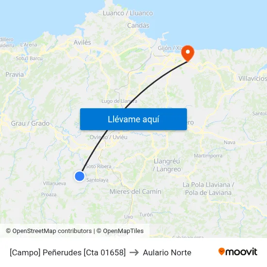 [Campo]  Peñerudes [Cta 01658] to Aulario Norte map