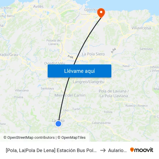[Pola, La|Pola De Lena]  Estación Bus Pola De Lena [Cta 01659] to Aulario Norte map