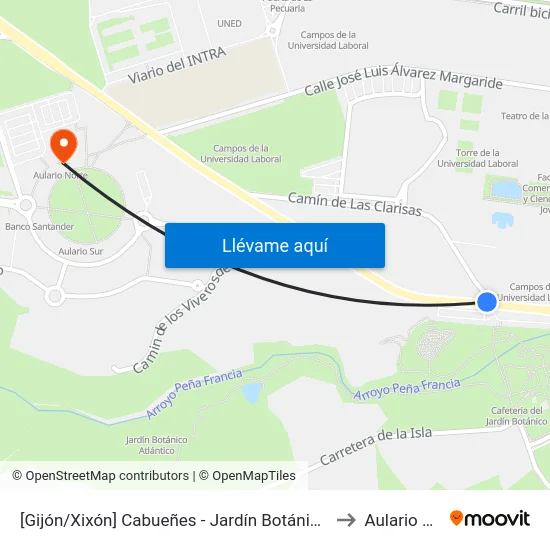 [Gijón/Xixón]  Cabueñes - Jardín Botánico [Cta 01895] to Aulario Norte map