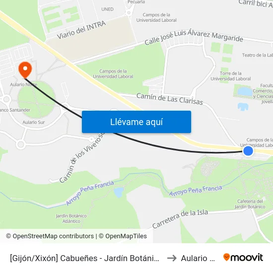 [Gijón/Xixón]  Cabueñes - Jardín Botánico [Cta 01896] to Aulario Norte map