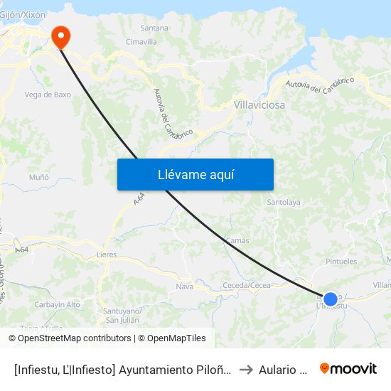 [Infiestu, L'|Infiesto]  Ayuntamiento Piloña [Cta 01934] to Aulario Norte map
