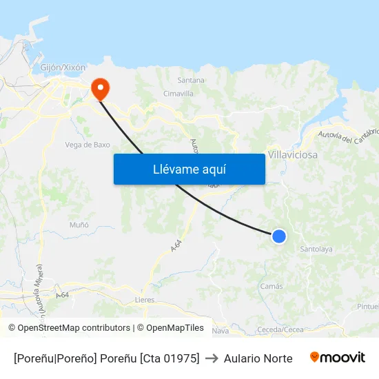 [Poreñu|Poreño]  Poreñu [Cta 01975] to Aulario Norte map