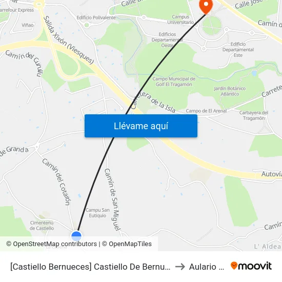 [Castiello Bernueces]  Castiello De Bernueces [Cta 02026] to Aulario Norte map