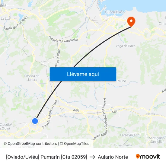 [Oviedo/Uviéu]  Pumarín [Cta 02059] to Aulario Norte map