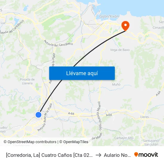 [Corredoria, La]  Cuatro Caños [Cta 02072] to Aulario Norte map