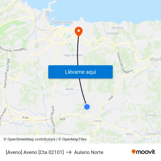 [Aveno]  Aveno [Cta 02101] to Aulario Norte map