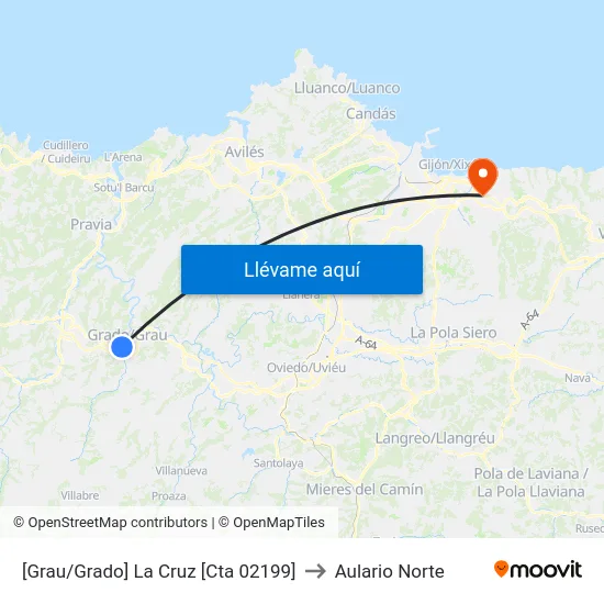 [Grau/Grado]  La Cruz [Cta 02199] to Aulario Norte map